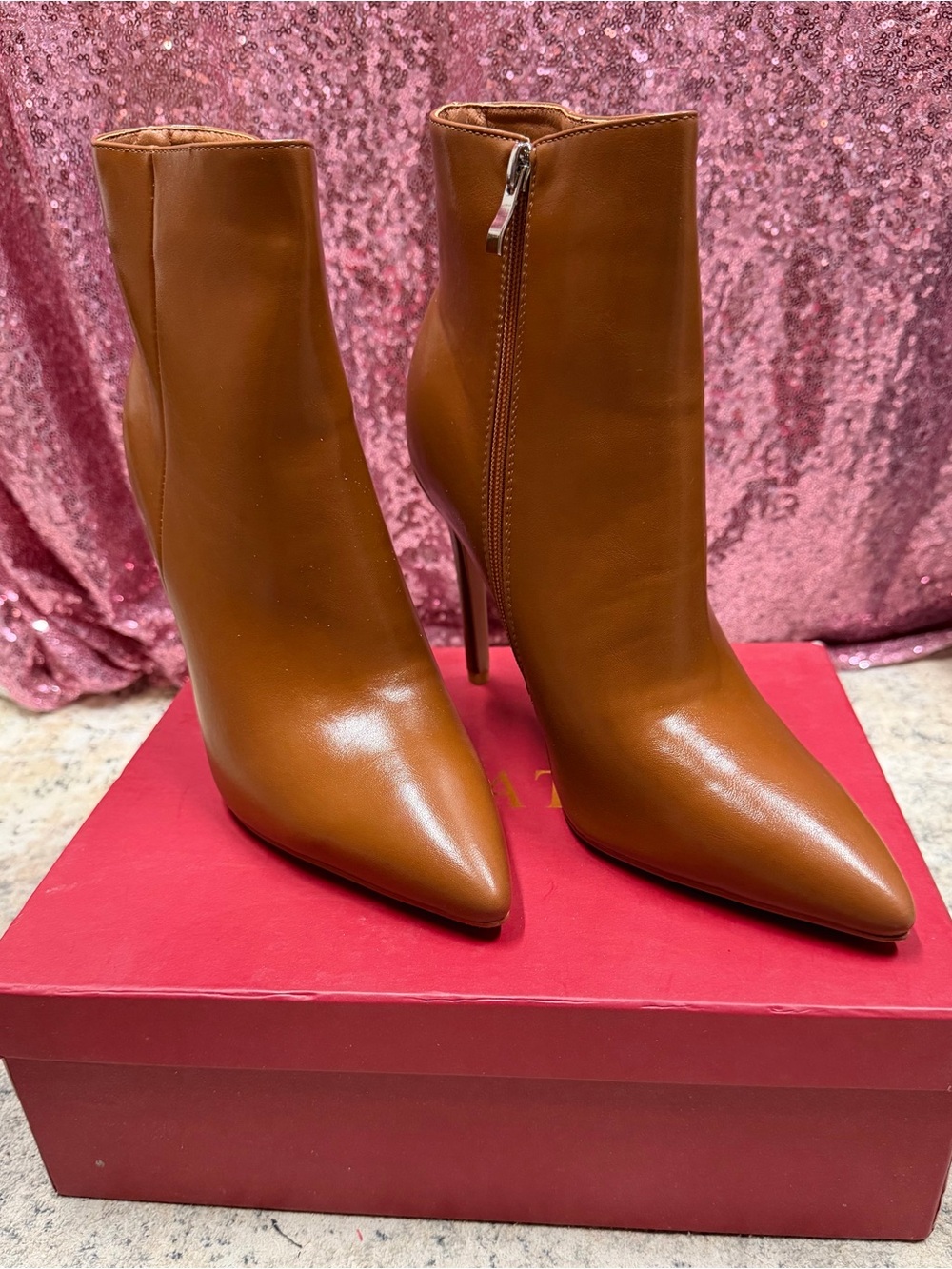 Sleek Brown Pointed Toe Stiletto Ankle Boots